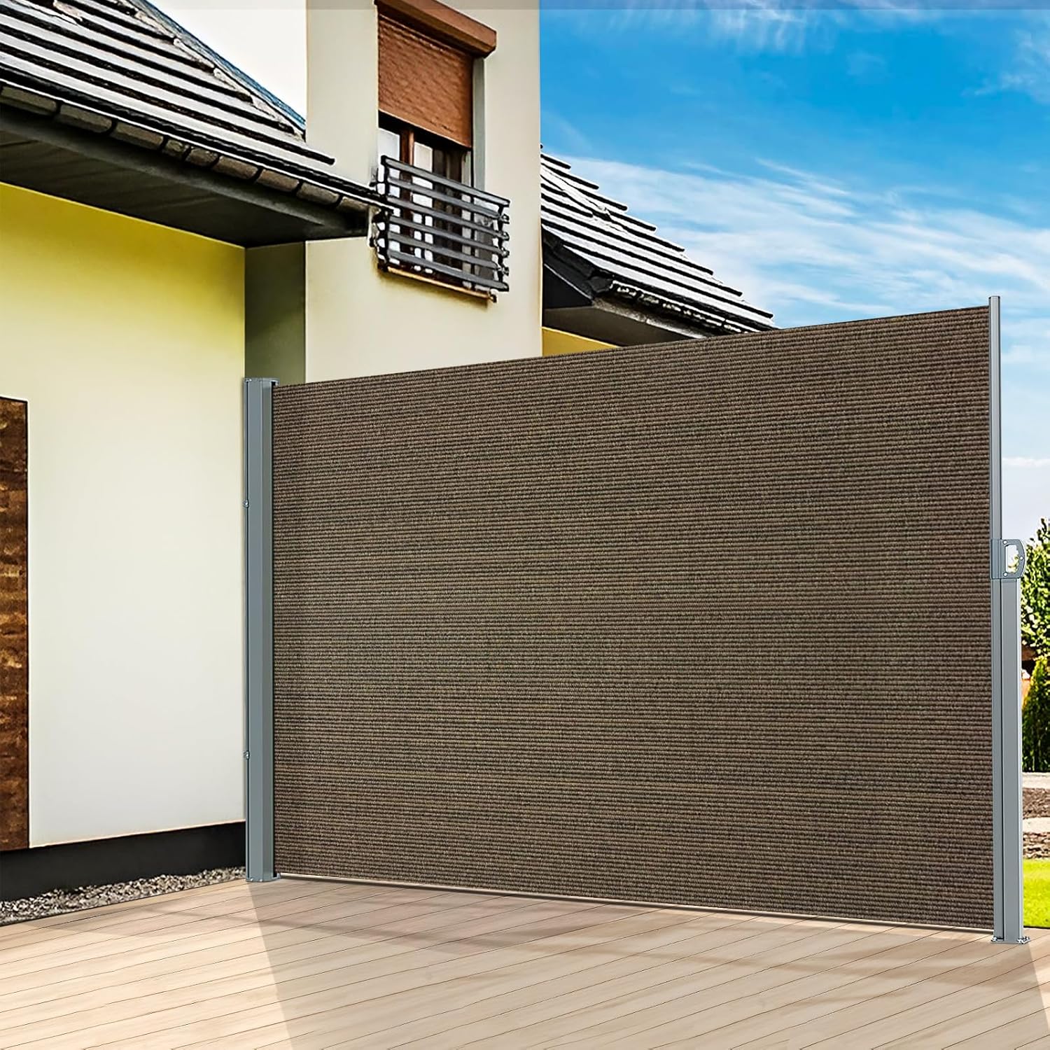 KANAGAWA 71'' x 118'' Retractable Side Awning - Folding Privacy Screen | Waterproof & UV-Resistant Outdoor Shade Divider for Patio, Garden, Balcony & Commercial Use(Mocha) Mocha 71'' x 118''