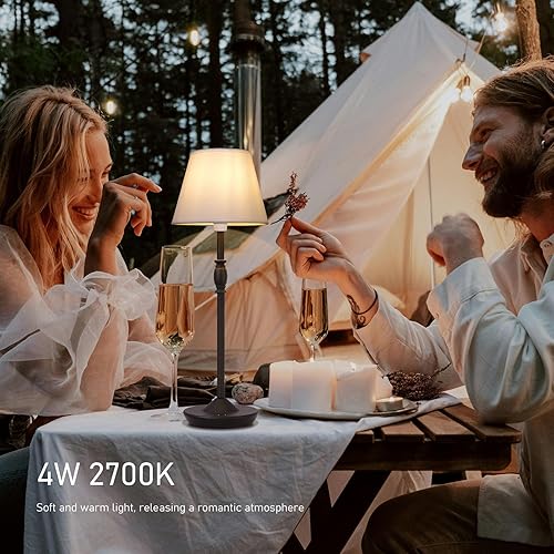 Miniatura 7 de Cordless Table Lamp Portable Small LED Touch Lamp with Dimmer, 18" 2700K Rechargeable Battery Light for Bedside, Dining Room, Bedroom Lamp, Patio,