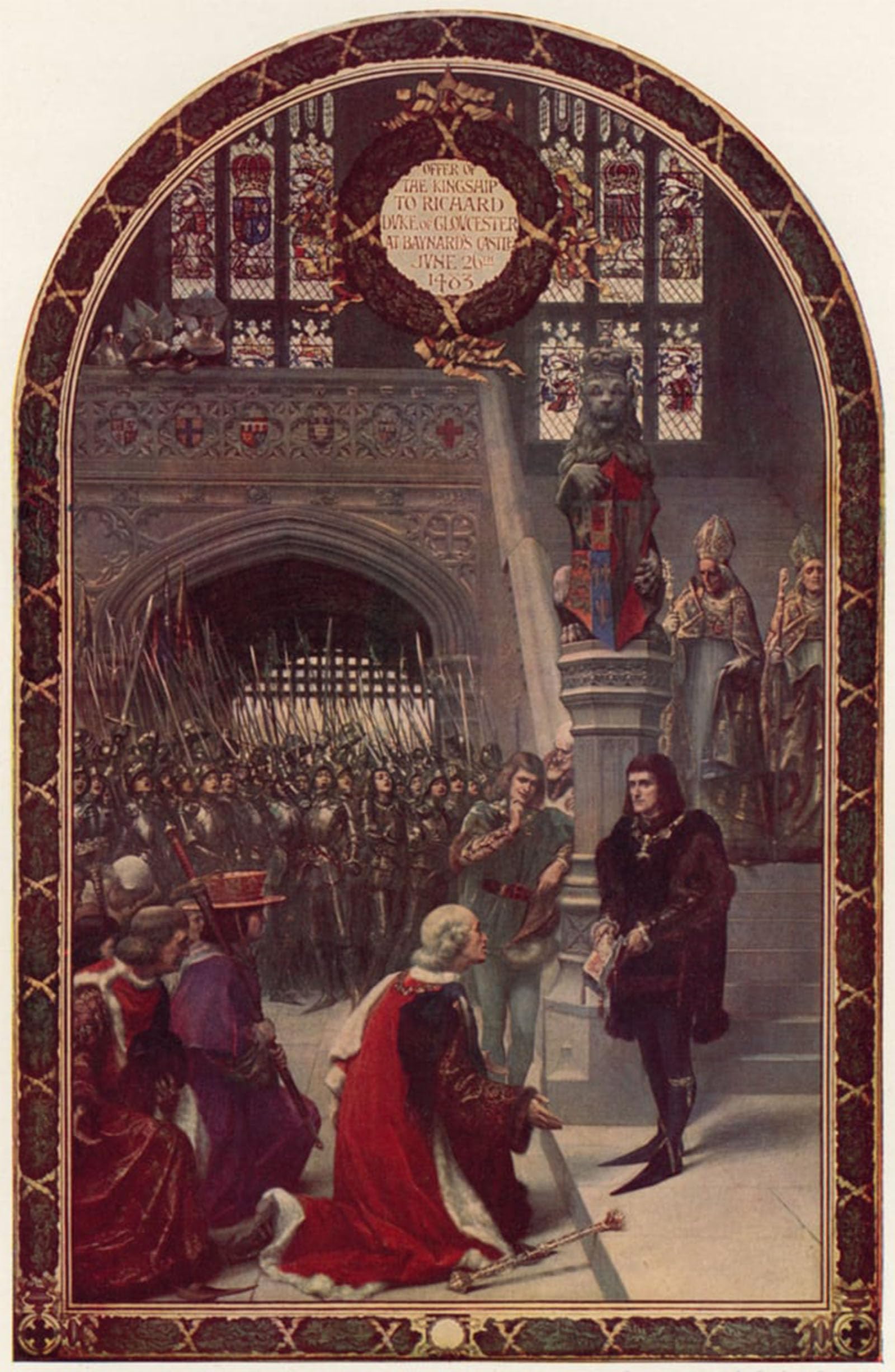 SERENDIPITP Retro Picture Poster Wall Art Pictures Painting Offer of the Kingship to Richard by Sigismund Christian Hubert Goetze Wall Art Canvas Print for Wall Decor 60x90cm