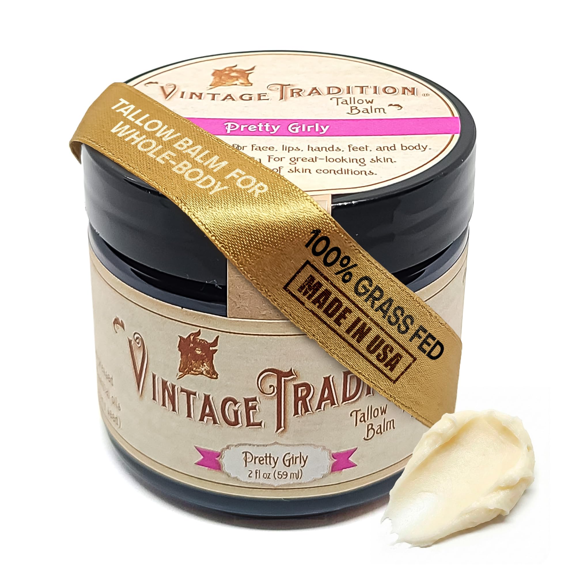 Beef Tallow All Purpose Balm – Healing, Hydrating Floral Skin Care Salve Replaces Body Lotion, Hand Cream, More – Essential Oil, Olive Oil, and Grass-Fed Tallow, 2 fl. oz.