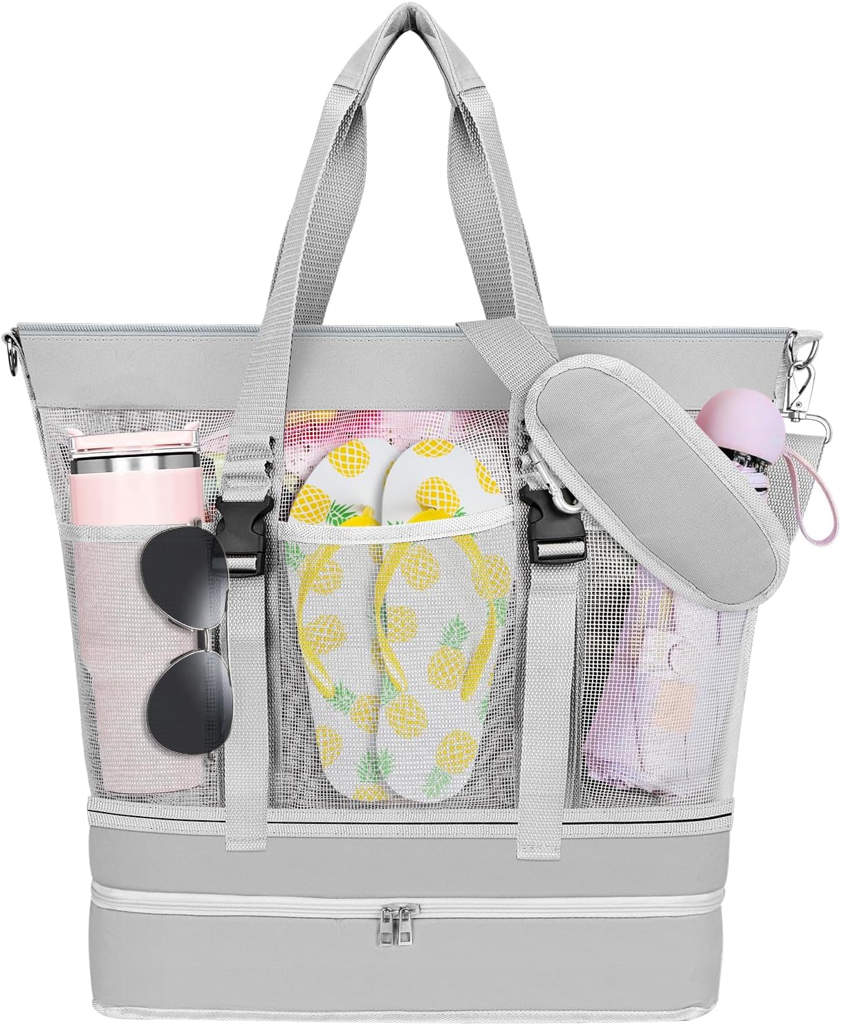 SelfTek Beach Tote Bag with Cooler compartment, Waterproof Sandproof Daily Pool Swim Travel Essentials