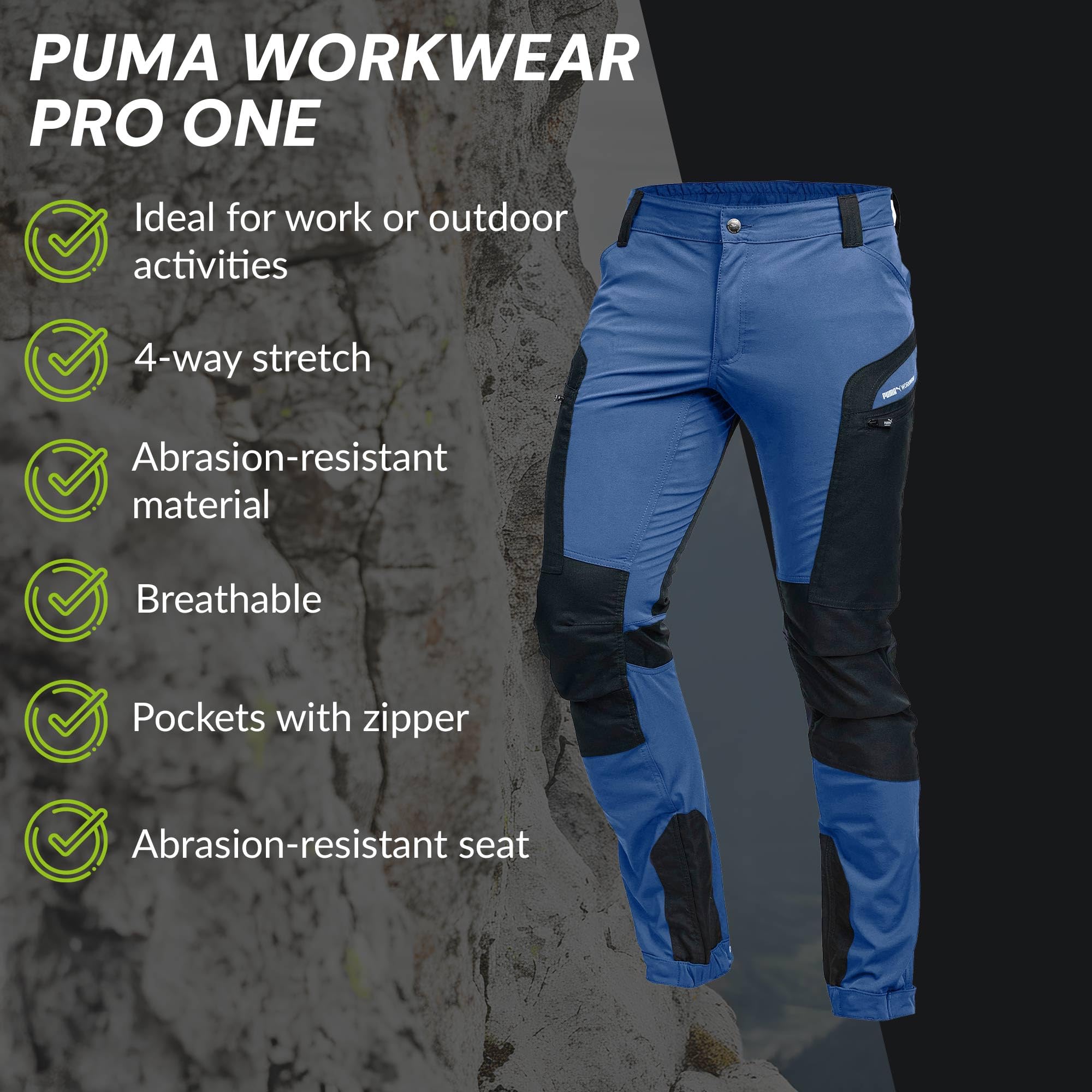 PUMA Workwear Pro-One Outdoor Bundhose Robusto transpirable duradero Pantalones senderismo montañismo bushcraft