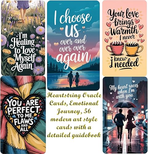 Miniatura 8 de Heartstring Oracle Cards, Twin Flame Love Oracle Cards, Oracle Deck y cartas de tarot para principiantes, 56 cartas con una guía detallada,