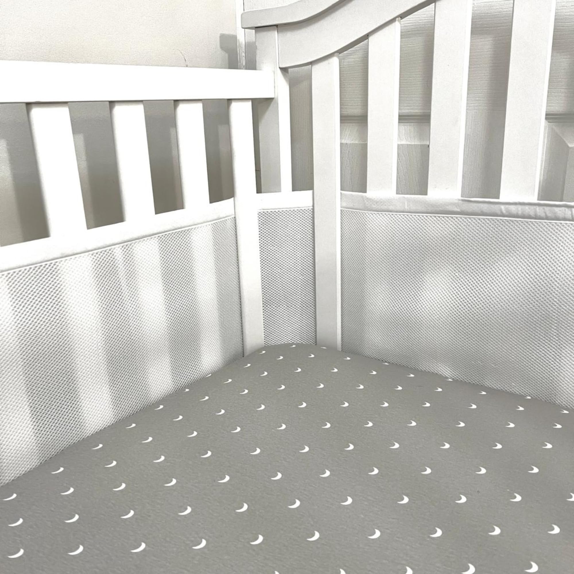 Cozy Cradle Breathable Crib Mesh Liner for Full-Size Cribs, Classic 3mm Mesh, White (Covers 3 or 4 Sides)