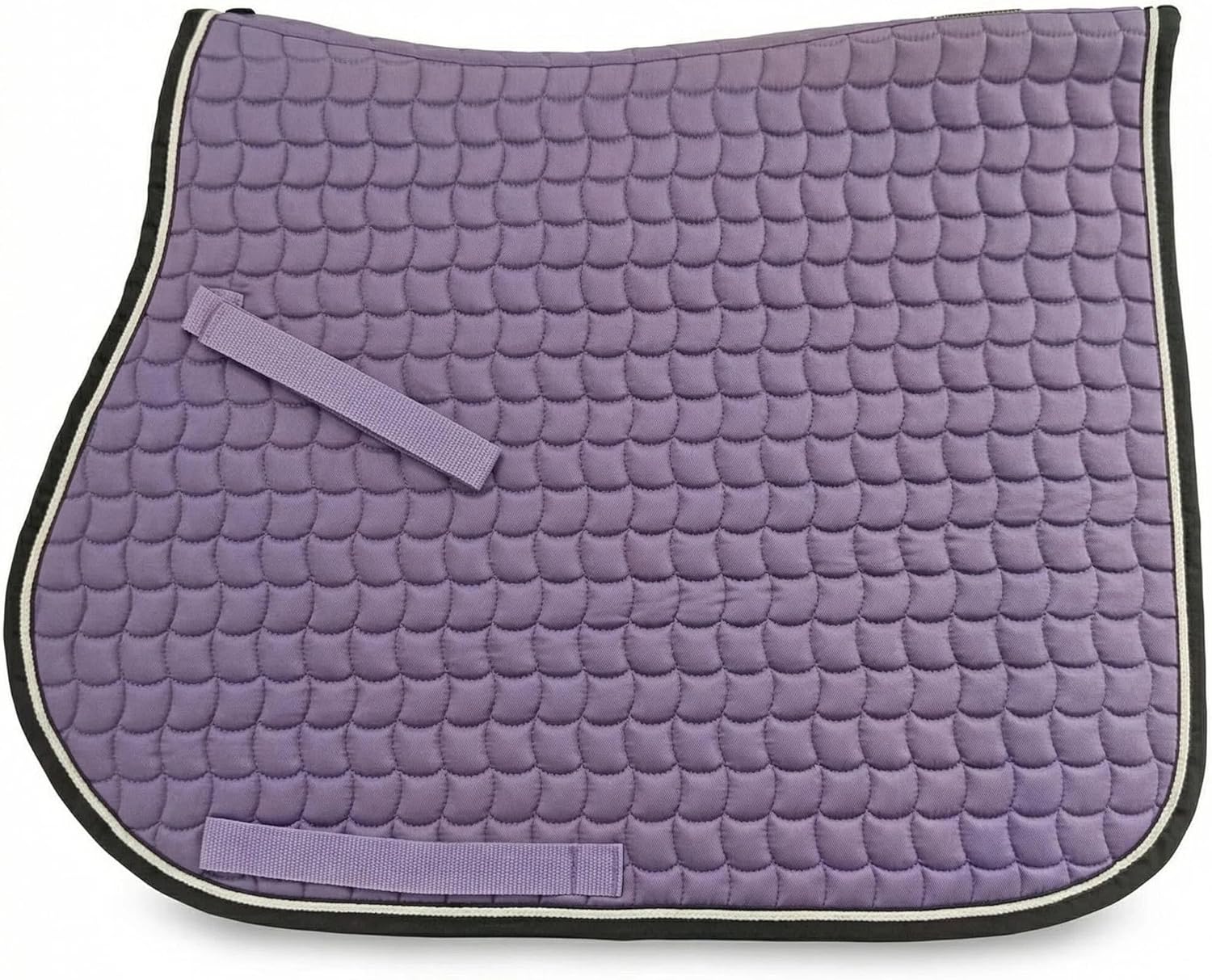 TGW RIDING Premium English Horse Saddle Pad, Quilted Square Design, Available in Pink, Mint Green and Red etc, All-Purpose with Girth Straps (Purple)
