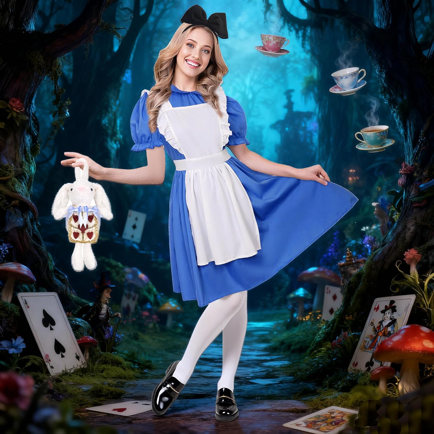 CICOCI Adult Halloween Costume Womens Fairy Tales Charactor Blue Dress Cosplay Full Set - Image 3