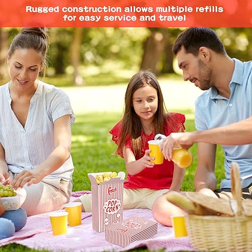 Miniatura 7 de Potchen 200 cajas de palomitas de maíz rojas y blancas con cierre de rayas en la parte superior, 1.25 onzas para fiestas de cine y suministros