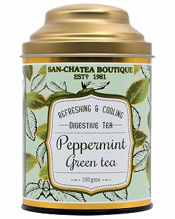 Sancha Tea Boutique, Peppermint Green Tea, 100g Loose Leaves, Refreshing & Cooling Herbal Blend, Rainforest Alliance Certified