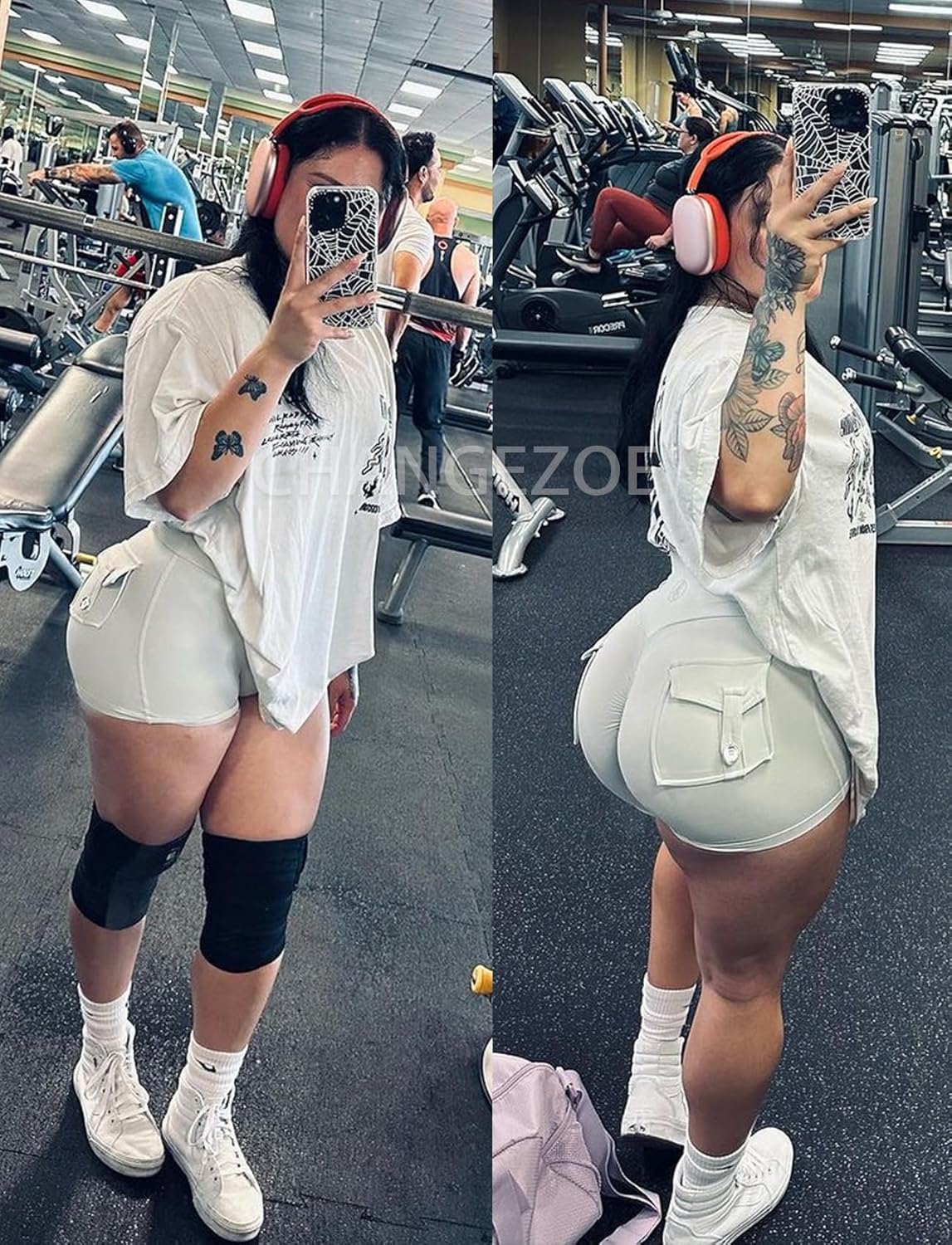 Women Scrunch Shorts with Pockets Crossover High Waist Sculpting Booty Lifting Workout Tight Athletic Gym Bottoms - Image 4
