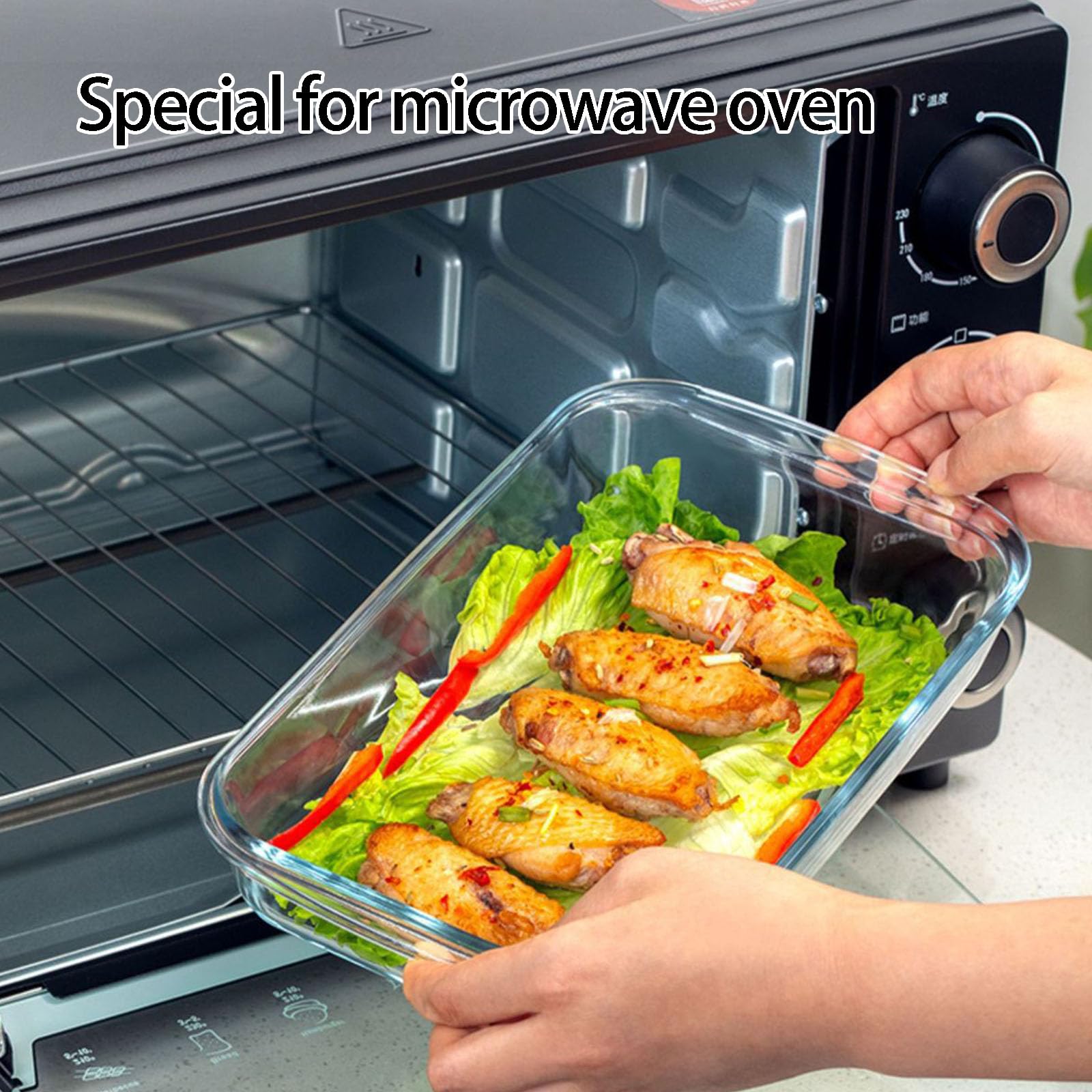 Pirofila rettangolare in vetro borosilicato, adatta al microonde, pentole da forno trasparente per cucinare, conservare alimenti, padella rettangolare in vetro trasparente, semplice