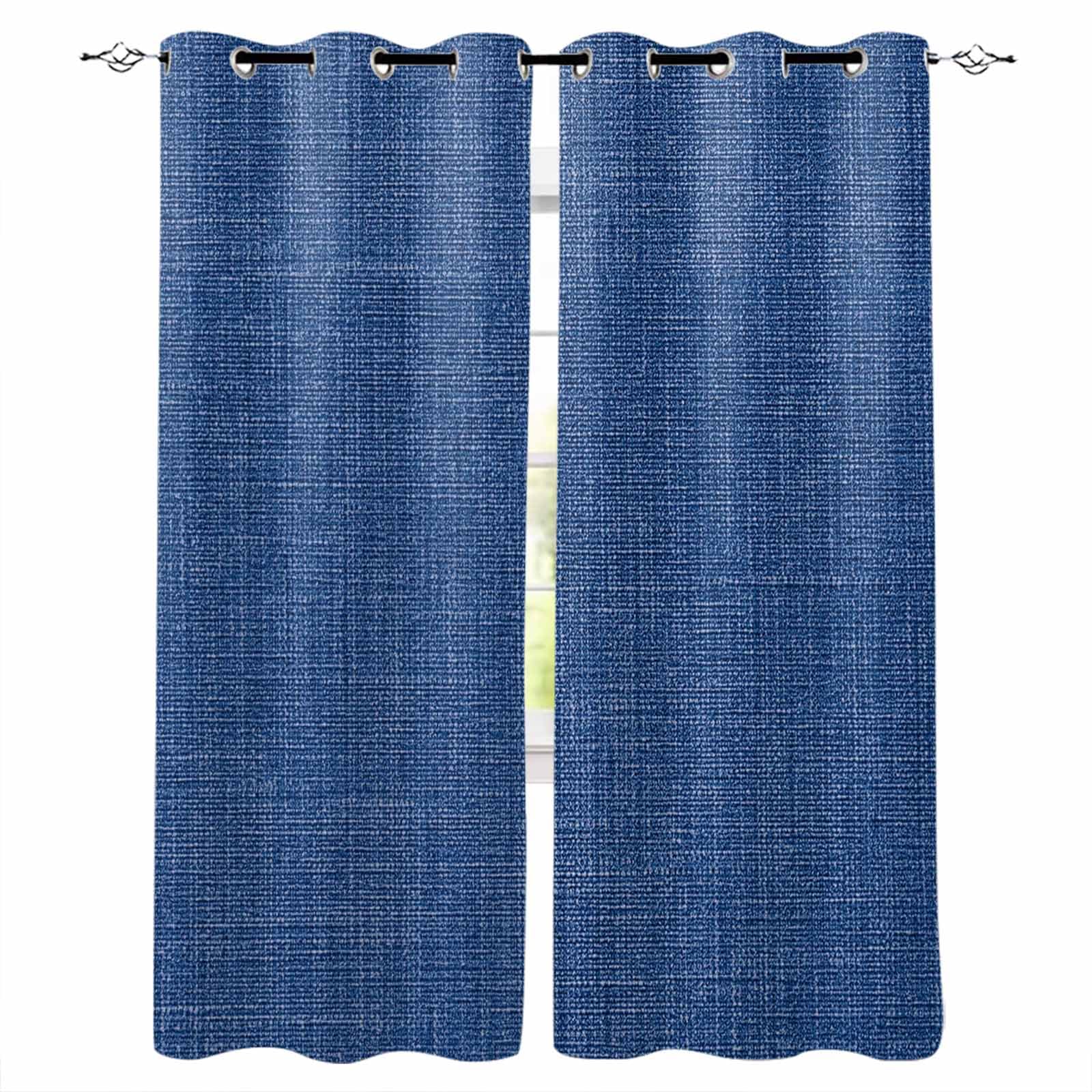 Cortinas opacas azul marino con aislamiento térmico y estilo vintage para dormitorio