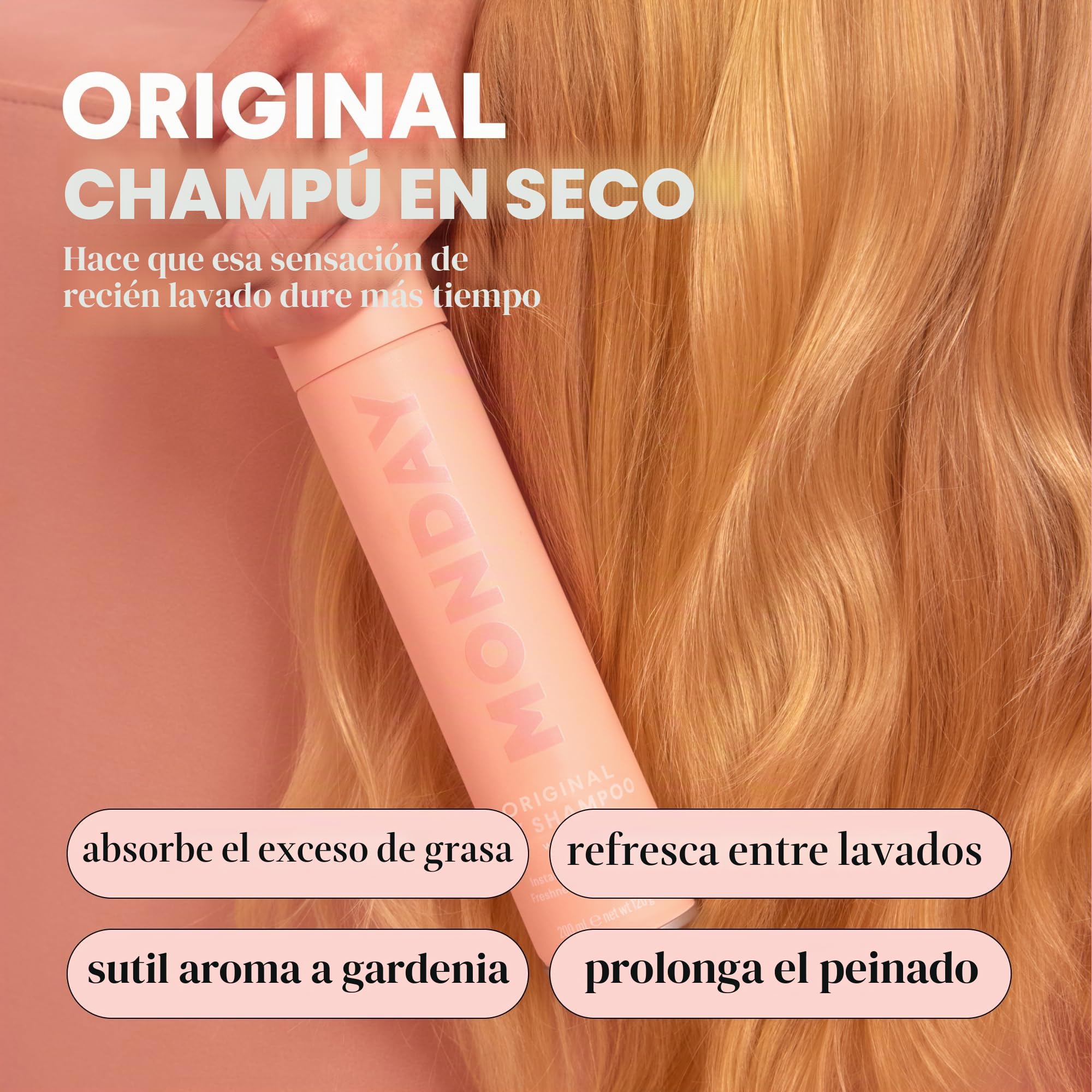 MONDAY HAIRCARE Champú seco original, 6,7 onzas, Freshens Hair, aceite absorbente, nutre con queratina, protege el cabello