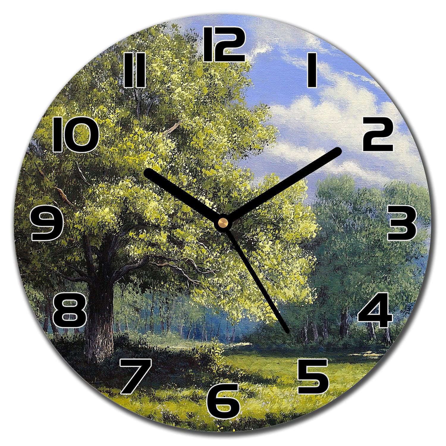 Horloge en verre de securite foret peinture a l'huile aiguilles noires