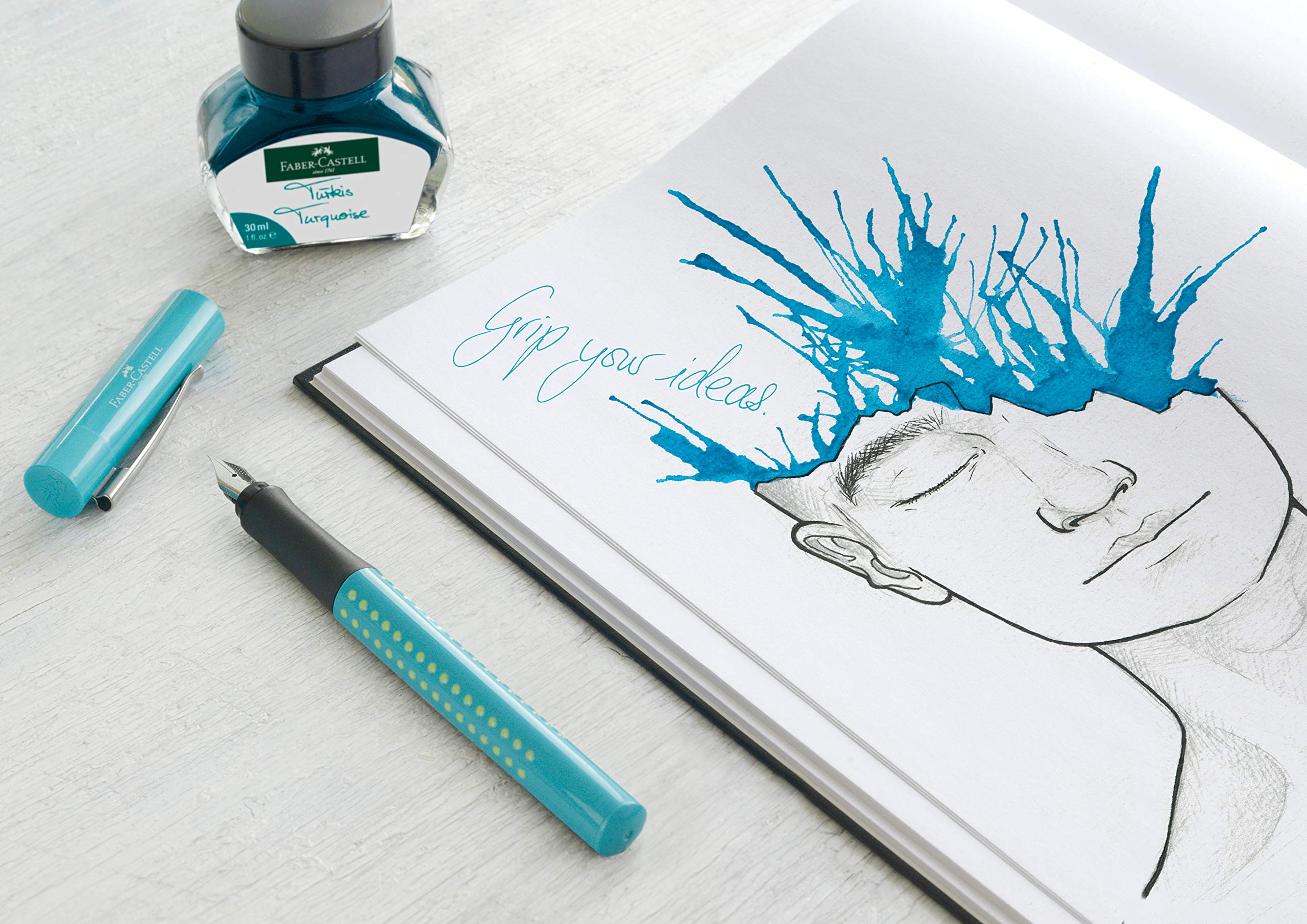 Faber-Castell 140916 Grip 2010 M Fountain Pen - Turquoise : Amazon