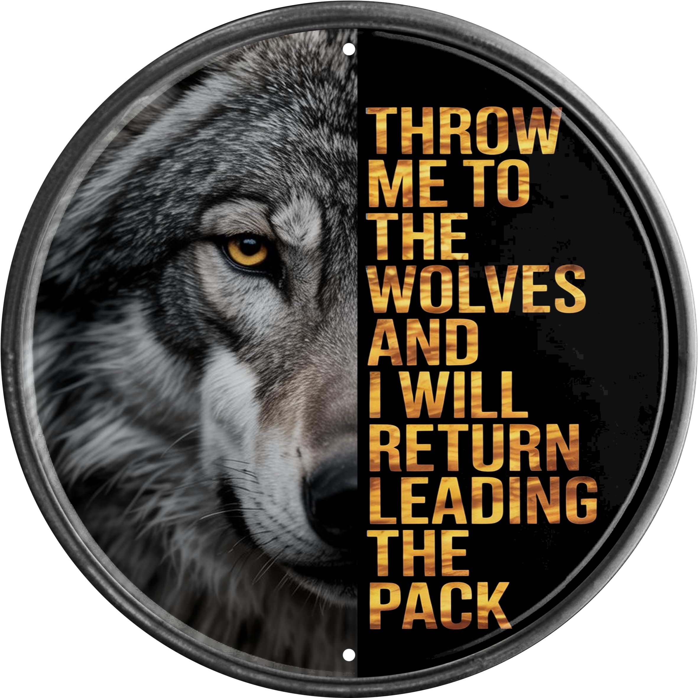 Aimlayton Throw Me To The Wolves Metal Sign 8x8in Motivational Plaque for Office Gym Wall Leadership Quote Art