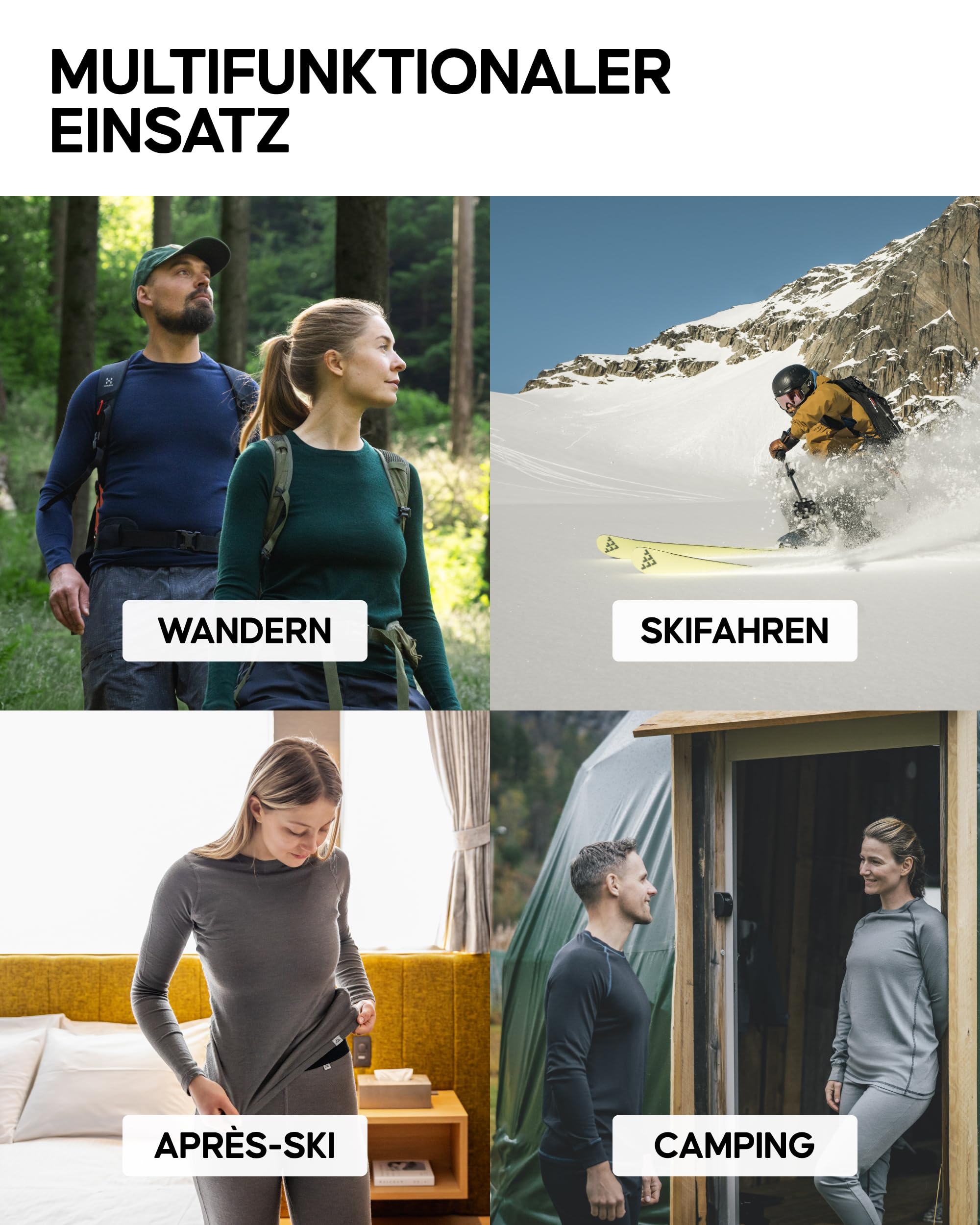 DANISH ENDURANCE Merino Thermounterwäsche Damen, Premium Skiunterwäsche, Funktionsunterwäsche Set, Warm & Atmungsaktiv, Merino Unterwäsche Damen