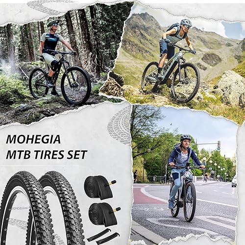 Miniatura 10 de MOHEGIA Juego de neumáticos de bicicleta de montaña 2 unidades de 26 x 1.9527.5 x 2.1 pulgadas plegables de repuesto para bicicletas y tubos