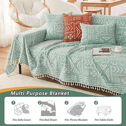 Miniatura 6 de ROOMLIFE Fundas de felpilla para sofá modular de 3 cojines, en forma de L, fundas de sofá estilo bohemio azteca tribal para sala de estar, protector