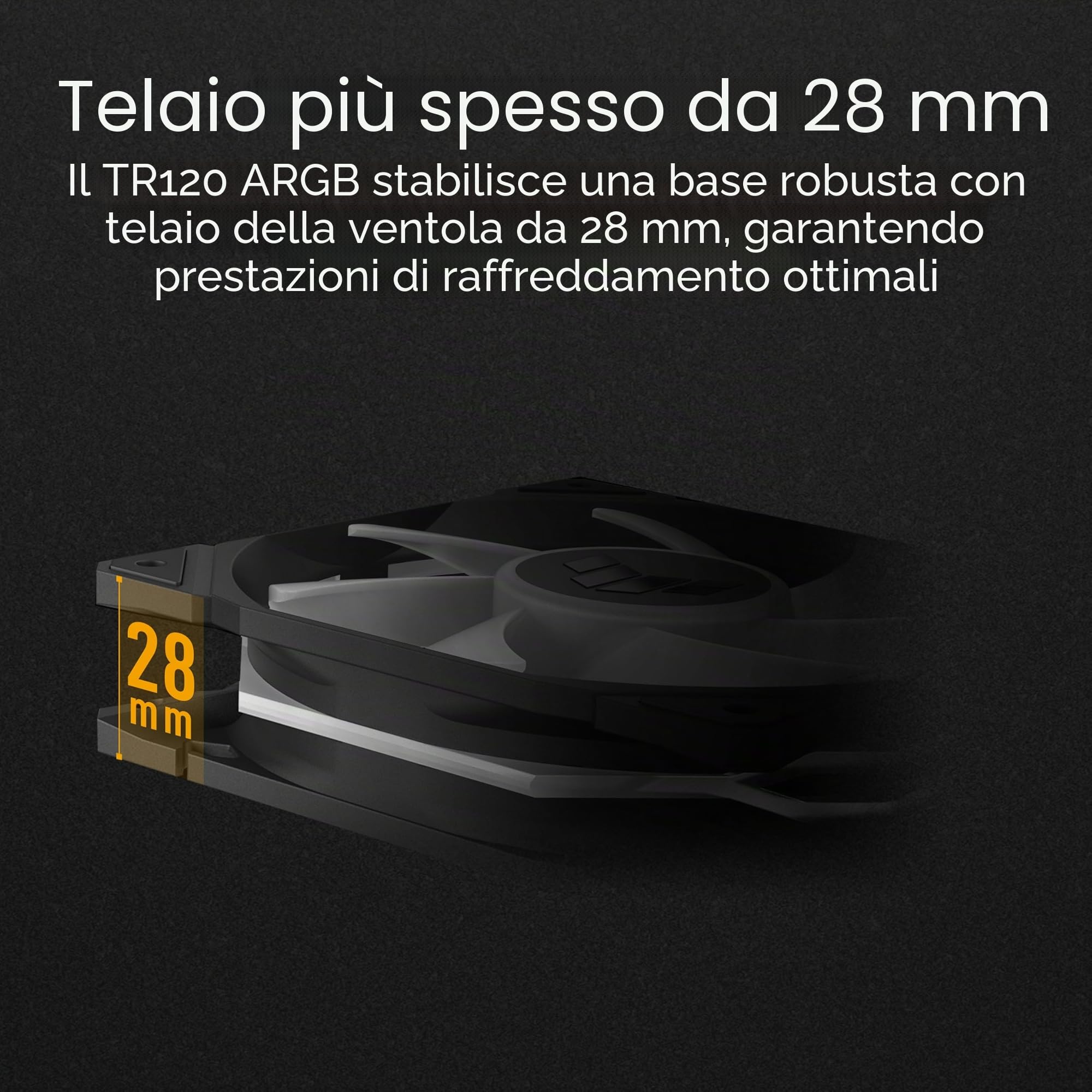 ASUS TUF GAMING TR120 FAN ARGB REVERSE BLK 3IN1, Ventole Nere, 3 Pezzi | Pale Invertite, Dimensioni 120x120x28mm, Pressione Statica 3,3mm H2O, Design a Doppio Strato con 16 LED RGB, Controllo PWM