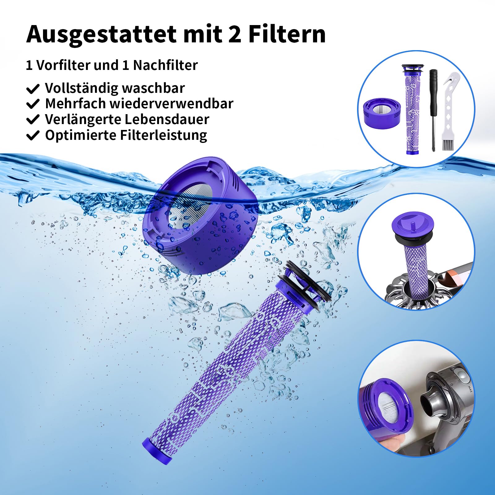 6000mAh für Dyson V8 Akku, Ersatzakku für Dyson V8 SV10 Staubsauger, Kompatibel mit Animal Absolute Motorhead Fluffy Staubsaugern (mit Zubehör)