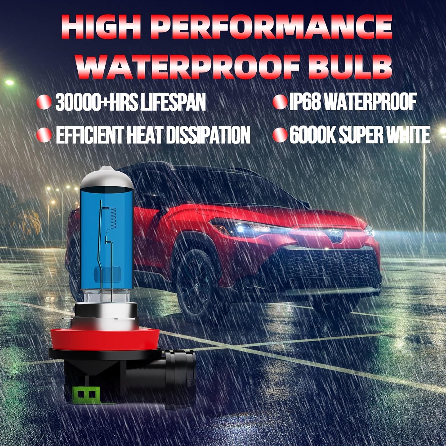 Light Bulbs Fit For Ford Escape 2017-2019 With Projector, H11 9005 H11 High Low Beam Fog Lights High Performance Halogen Headlight Bulb Combo, 6000K White Light, Pack of 6