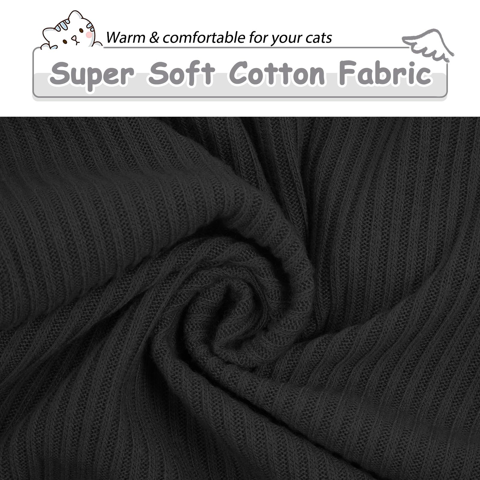 PUMYPOREITY Sphynx Ropa de Algodón sin Pelo Gato Suéter Lindo Cuello Alto Transpirable Camisetas Cuello Redondo Chaleco Camisas Gatitos Ropa Suave (Negro, XL) — view 3