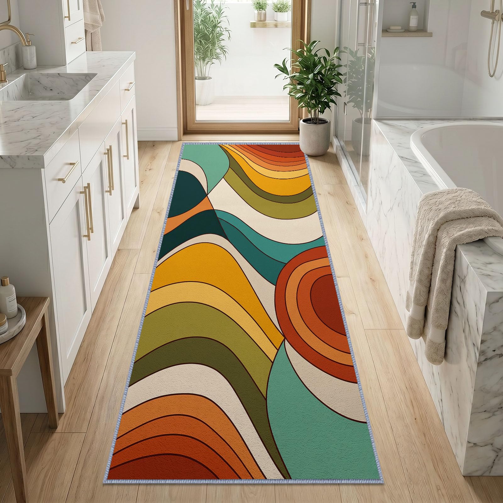 Tappeto da corridoio antiscivolo, stile retrò, moderno, 80 x 300 cm