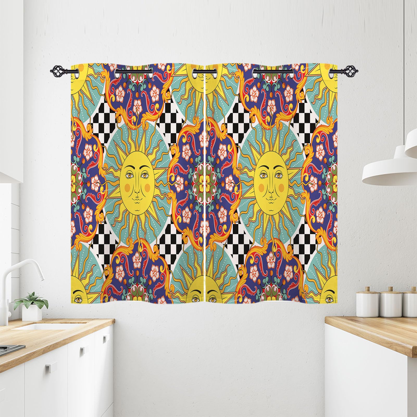 ANHOPE Mandala Curtains Eyelet 80% Blackout Room Darkening Curtains with Colorful Ethnic Bohemia Sun Print Pattern Thermal Insulated Window Drapes for Bedroom Living Room 28 x 54 Inch Drop 2 Panels — image 1
