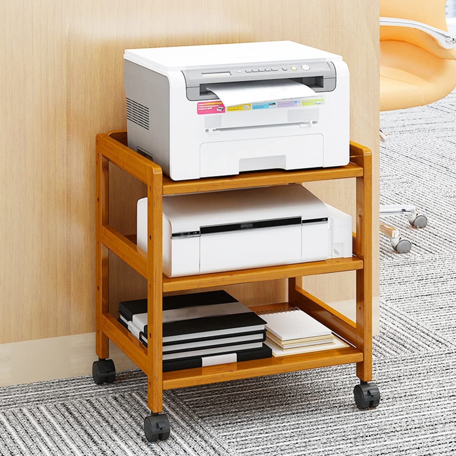 BONAD Stand di Stampa per Ufficio Scaffale for Stampante Rimovibile Ripiano for Rack in Legno Massiccio dal Pavimento al soffitto Staffa Scanner Fax (Color : B)