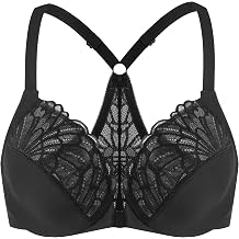 MELENECA Womens Front Closure Plus Size Underwire Racerback Bra