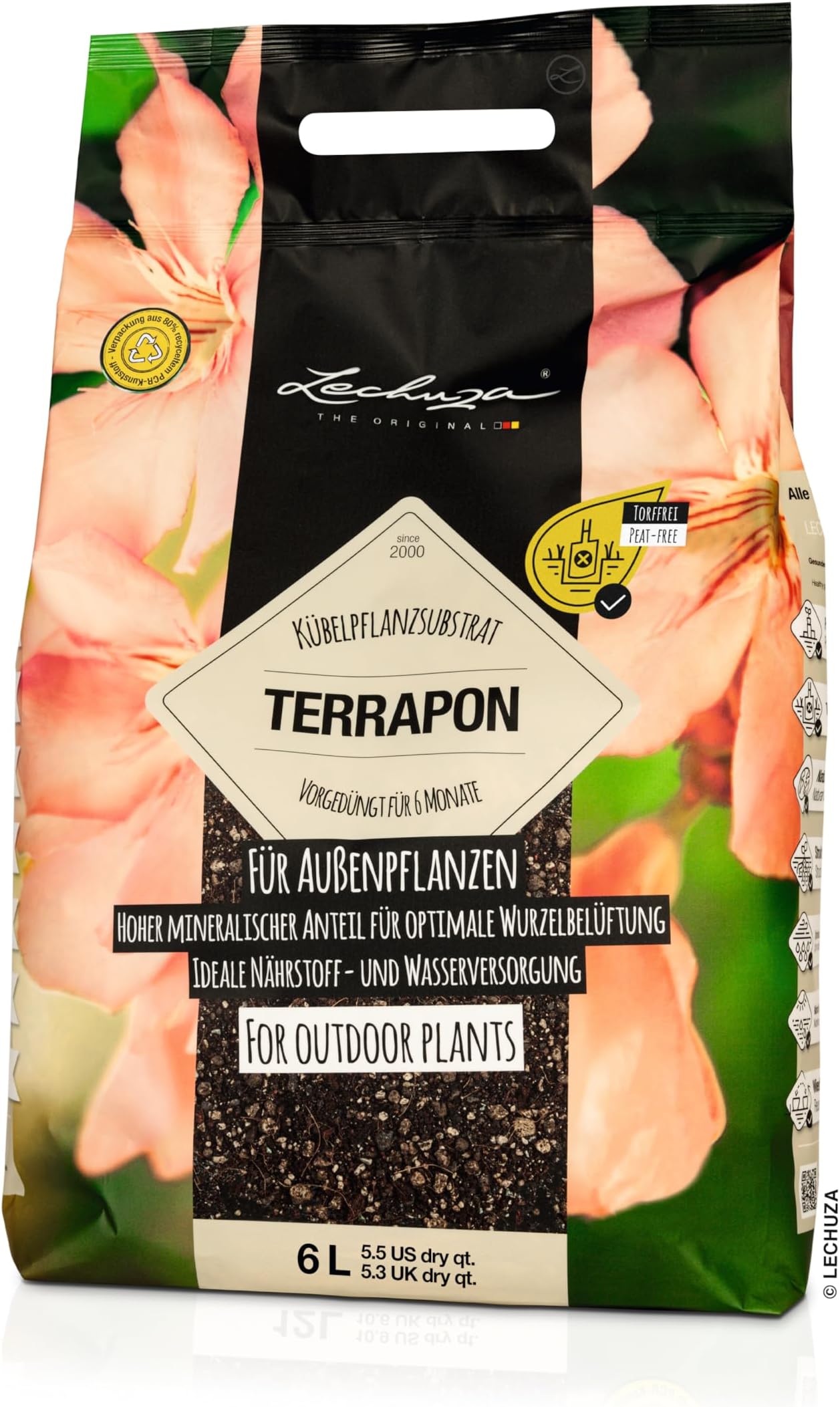 TERRAPON Peat-Free Compost for Outdoor Plants Organic Perlite Potting Soil for Garden or Indoor Plants 6L