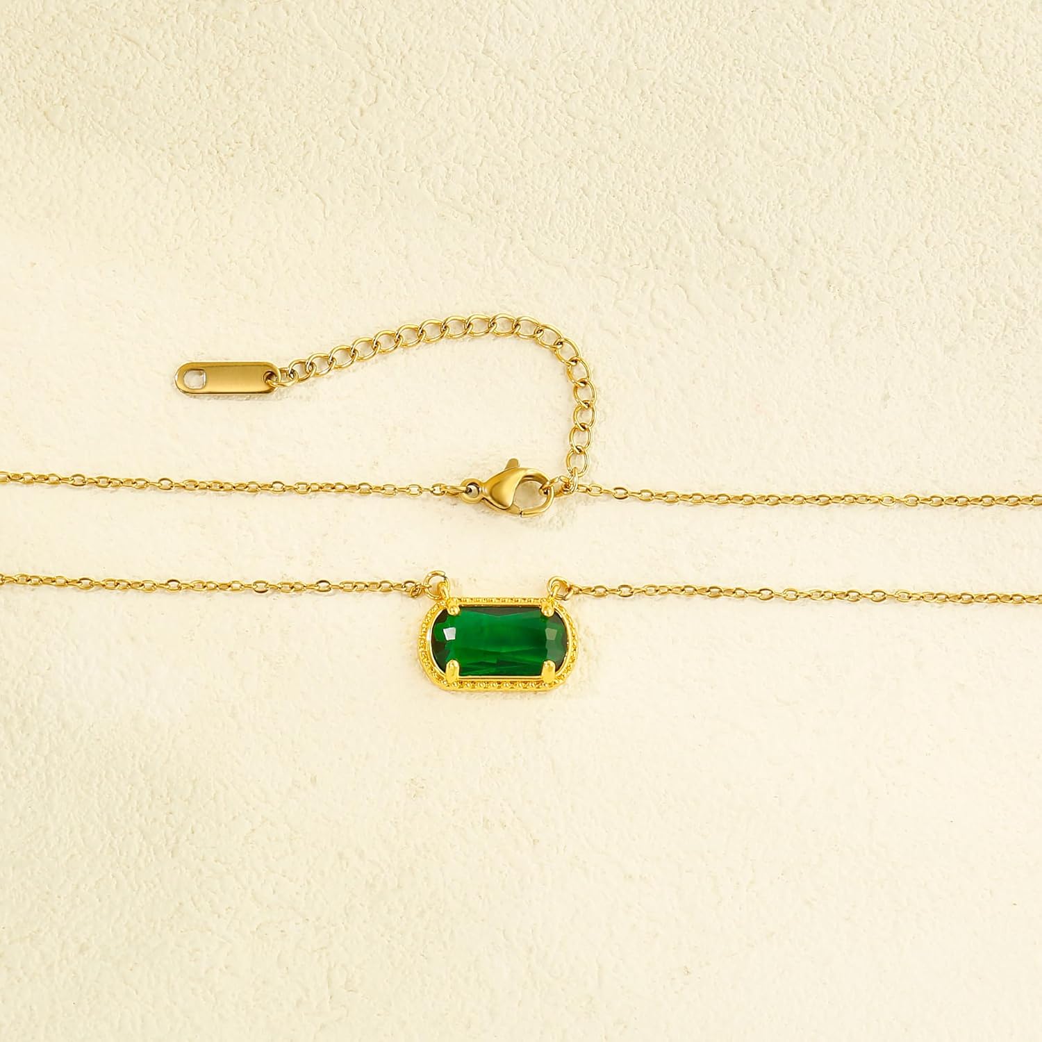 Birthstone Necklace for Women 14k Gold Plated Preppy Oval Stone Necklaces Trendy Zircon Pendant Necklaces Birthday Gifts for Women Mom Wife Friends - Image 6