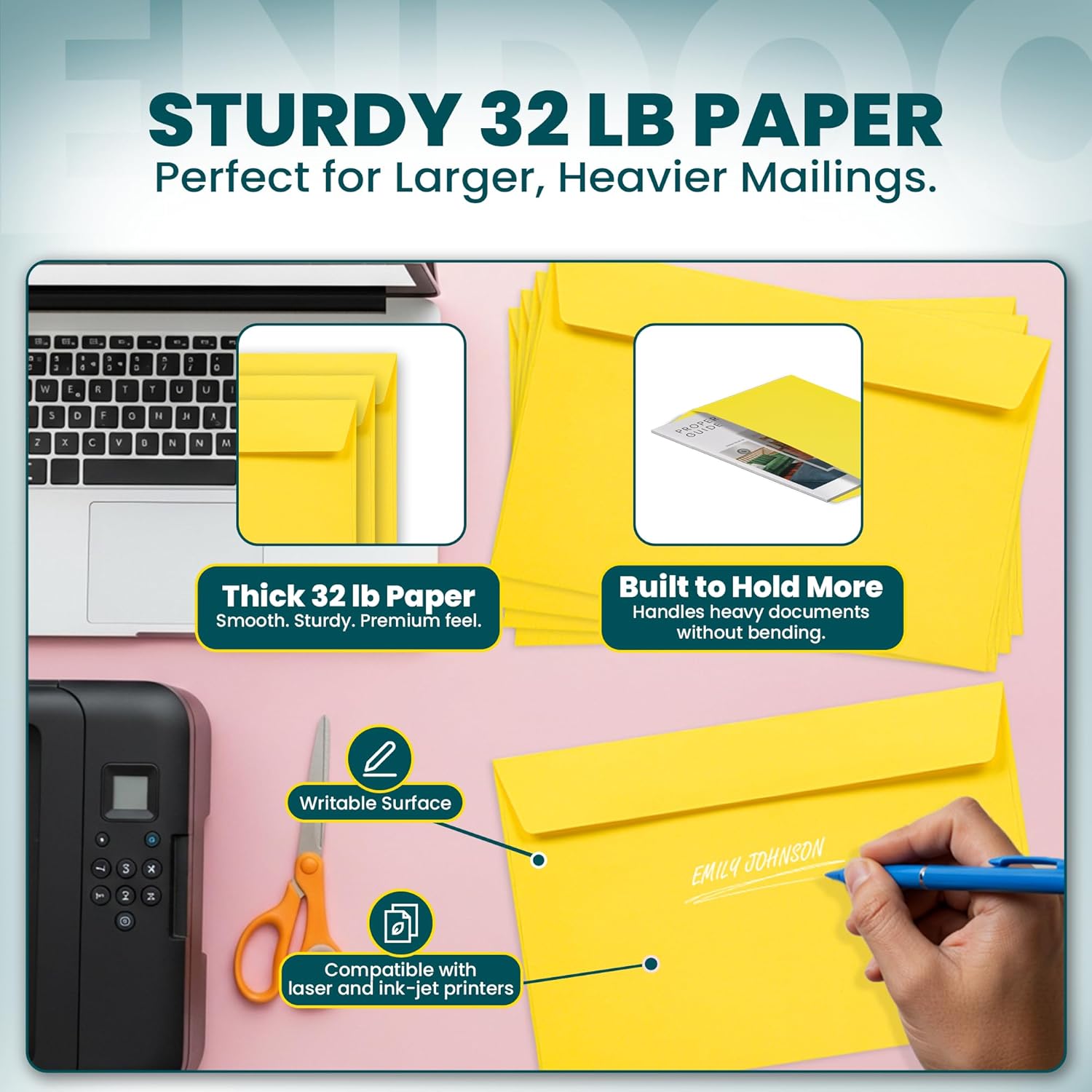 6x9 Lemon Yellow Envelopes Self Seal, 500/pack, Colored Envelopes Letter Size 6 x 9 inch, Booklet Envelopes for Cards, Invitations, Holiday, Postcards, Gifts, for 5x7 Cards, 32lb Heavyweight Paper