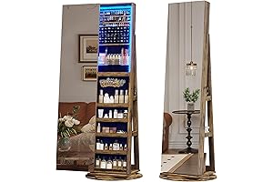 LVSOMT Standing Jewelry Mirror Cabinet