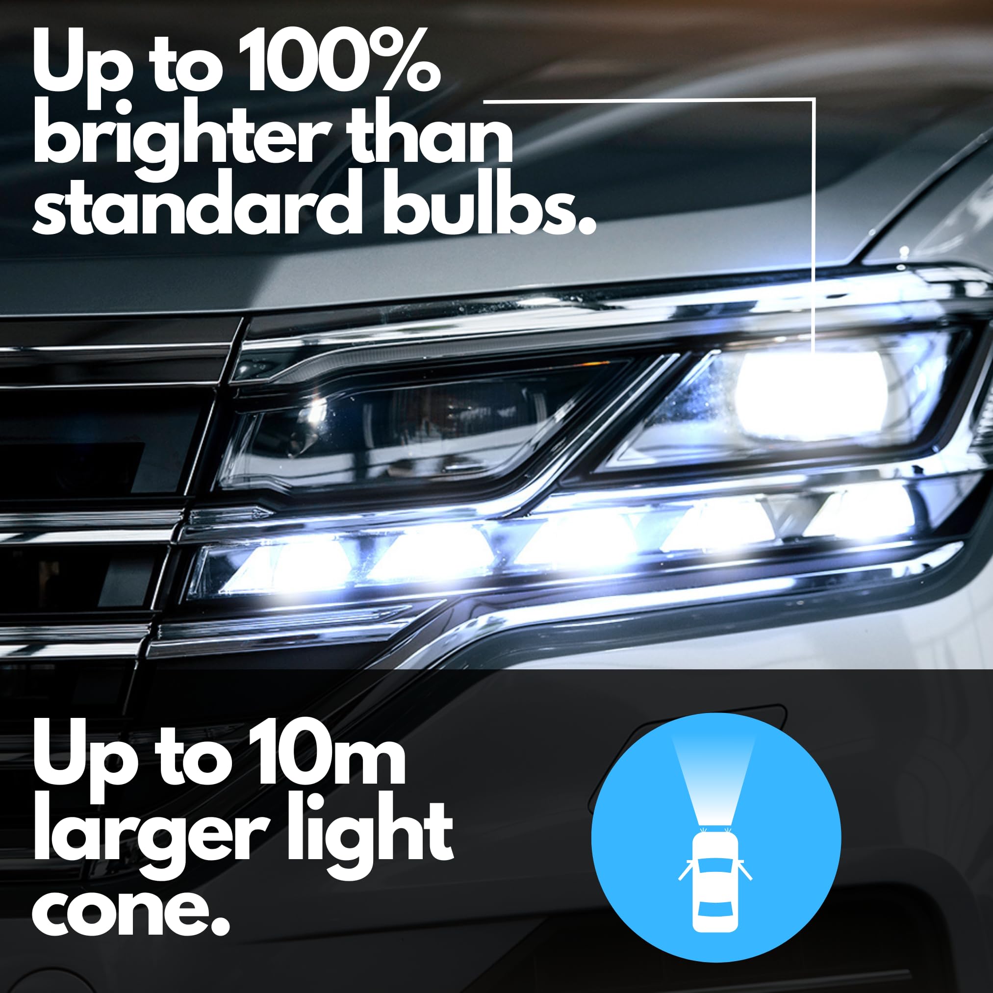 Diamond Vision 2X H8 35W 12V | Xenon Look | Lampade alogene per auto | 8500K Super Ultra White | Extra durevole | Marchio E | PGJ19-1