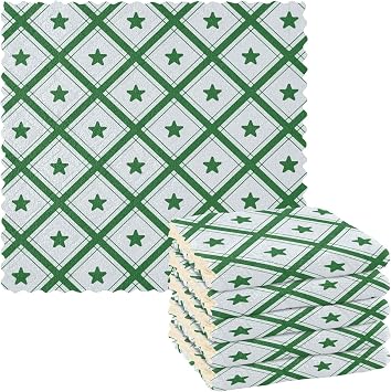 Grass Green Checker Stars Plaid kitchen towels and dishcloths sets essentials cleaning large microfiber longword 11x11in