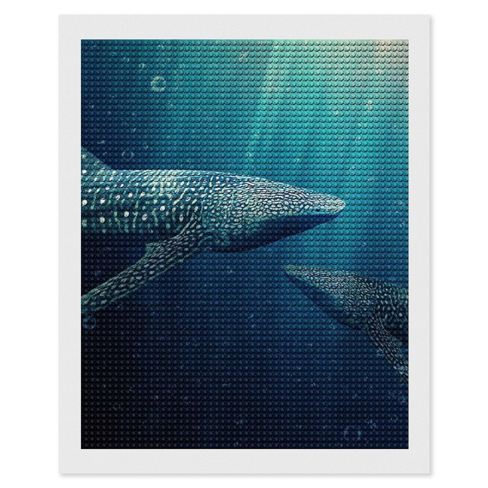 Junmoney Whale Sharks DIY Diamond Art Canvas Kit 16"x20", for Teens, Aesthetic Room Decor, Farmhouse Decor, Canvas Picture, Birthday Gift