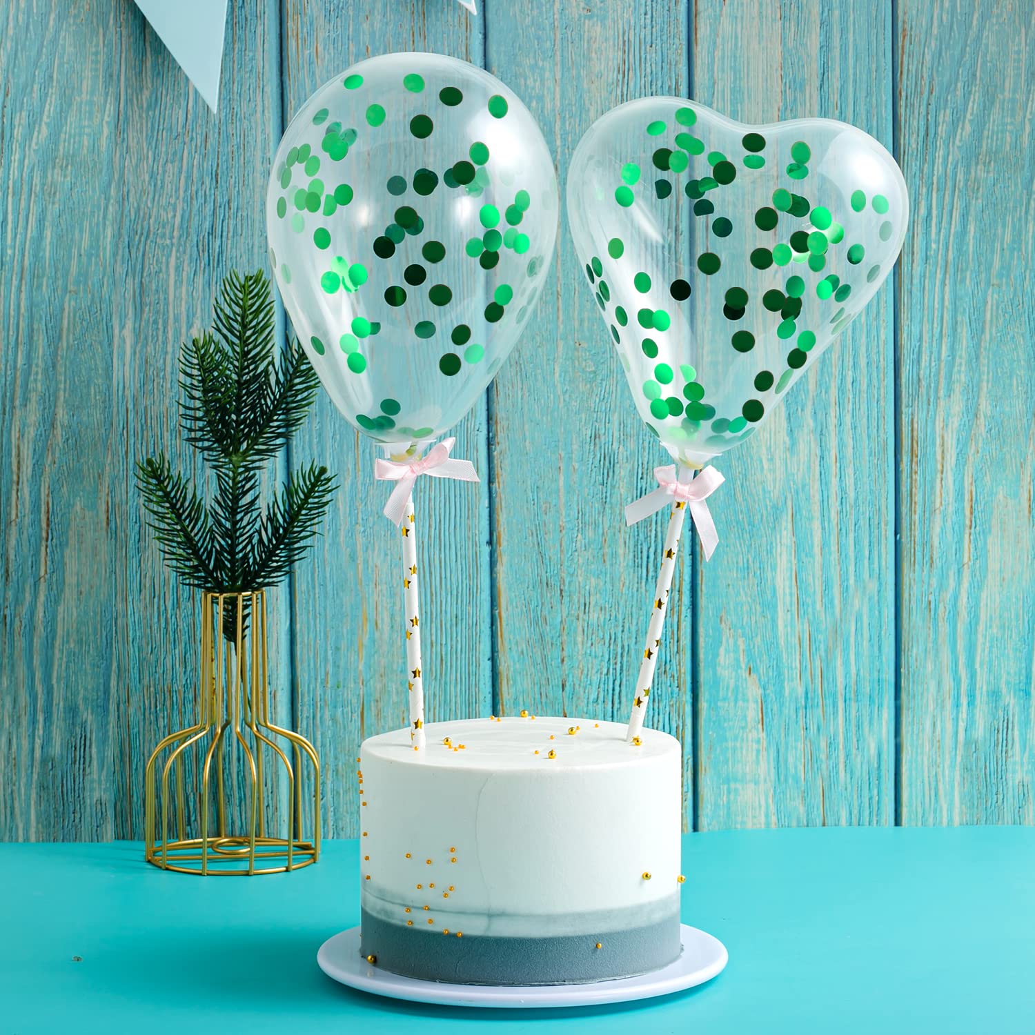 Tortendeko-Set Für Den 24. Geburtstag – Mit Glitzerndem Topper & Konfetti-Ballons In Grün