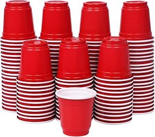 Mini Disposable Shot Cups, 2oz 120 Count Red Plastic Cups, Small Disposable 2oz Party Cups, Red