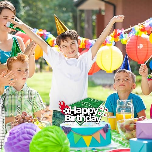 Miniatura 5 de Decoración para tartas de fútbol, 49 piezas, decoración de pastel de fútbol para niños, fanáticos del fútbol, suministros de fiesta deportiva,