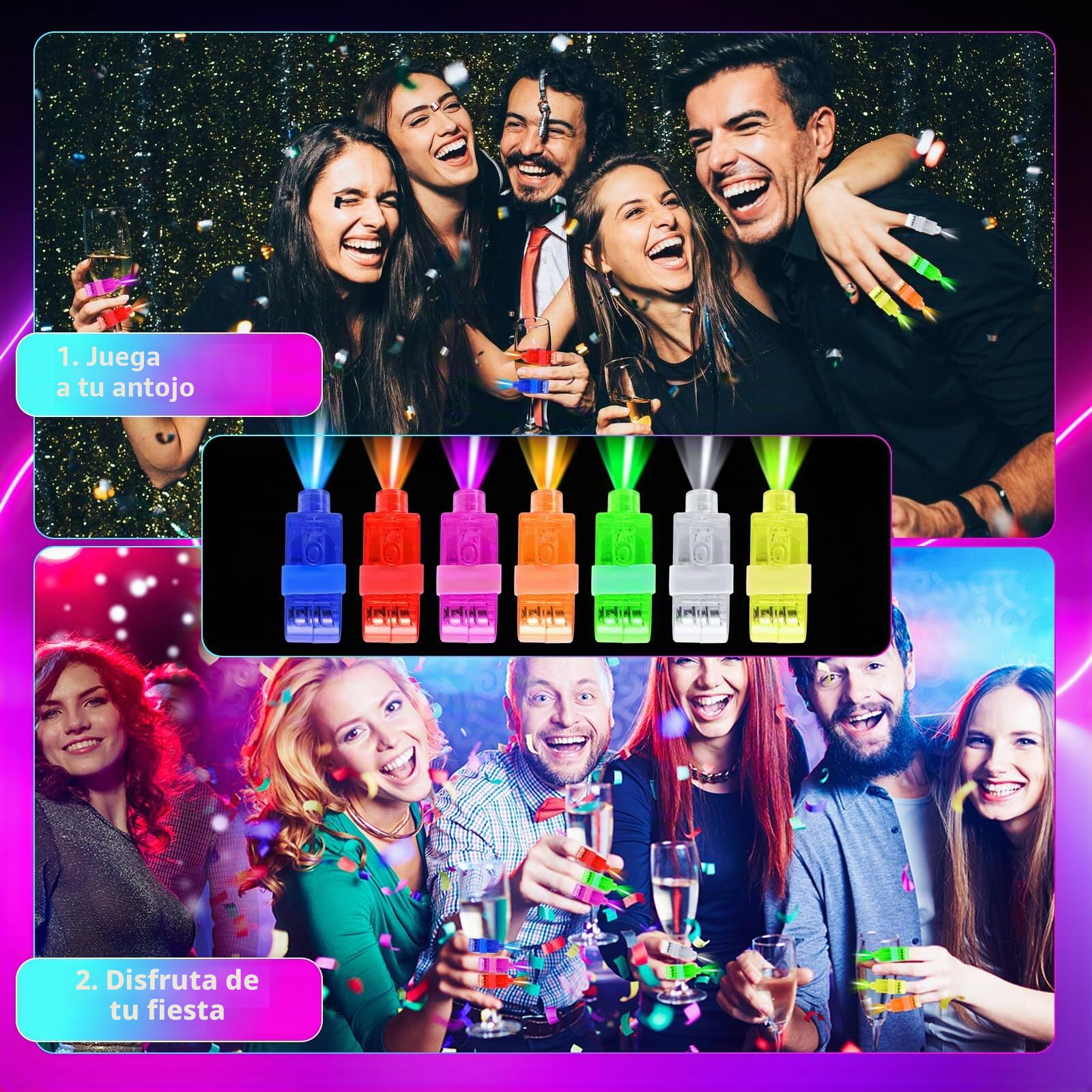 Juego De 40 Luces Led Para Dedos, Luz Led Multicolor, Anillo De Dedo, Linternas Led Para Colocar En Los Dedos, Linterna Para NiñOs, Para Fiestas, Bailes, Discotecas