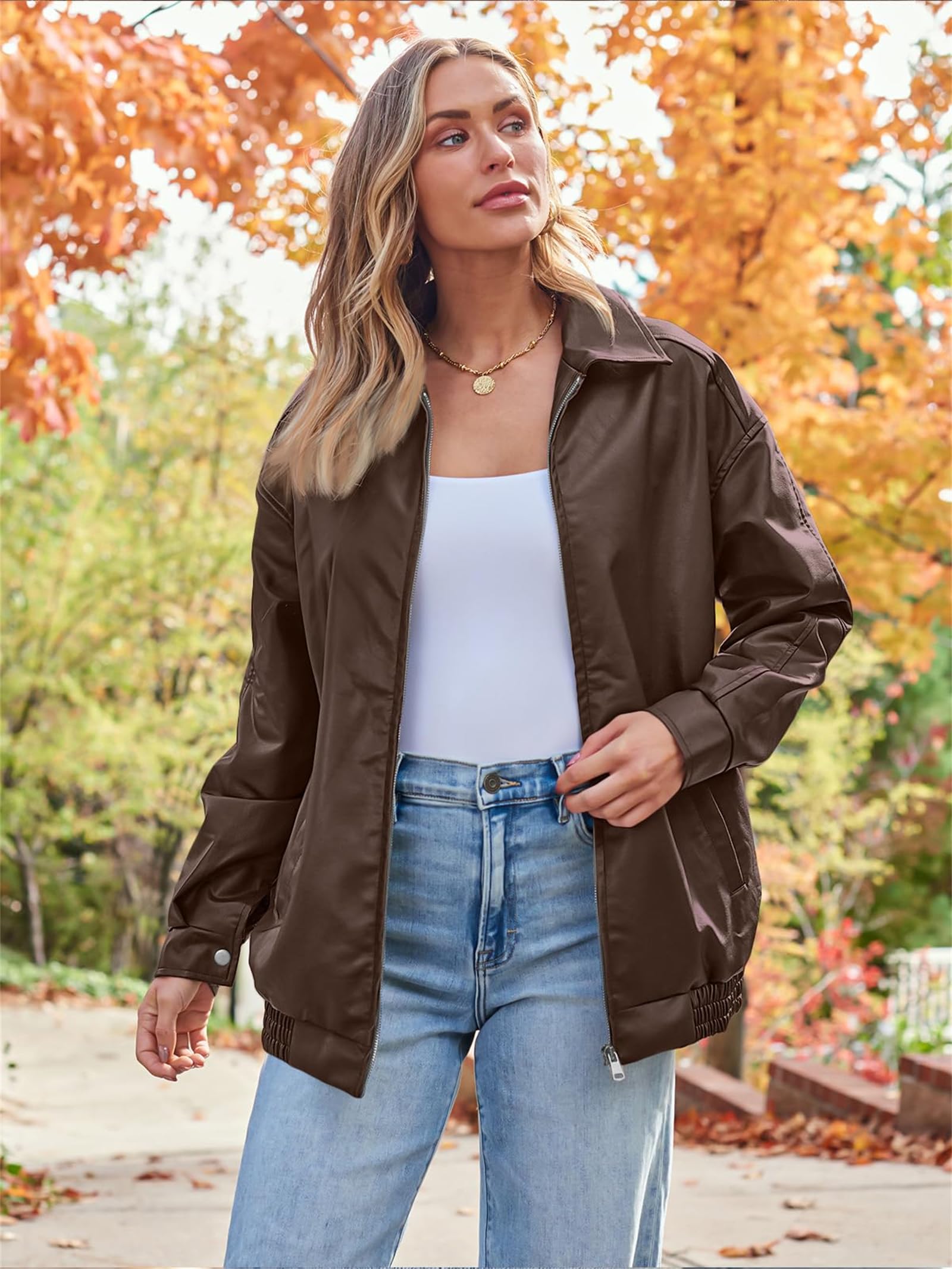 Chaquetas de cuero de gran tamaño para mujer, abrigos bombarderos de motocicleta de gran tamaño, trajes de moda de otoño 2024, ropa de invierno