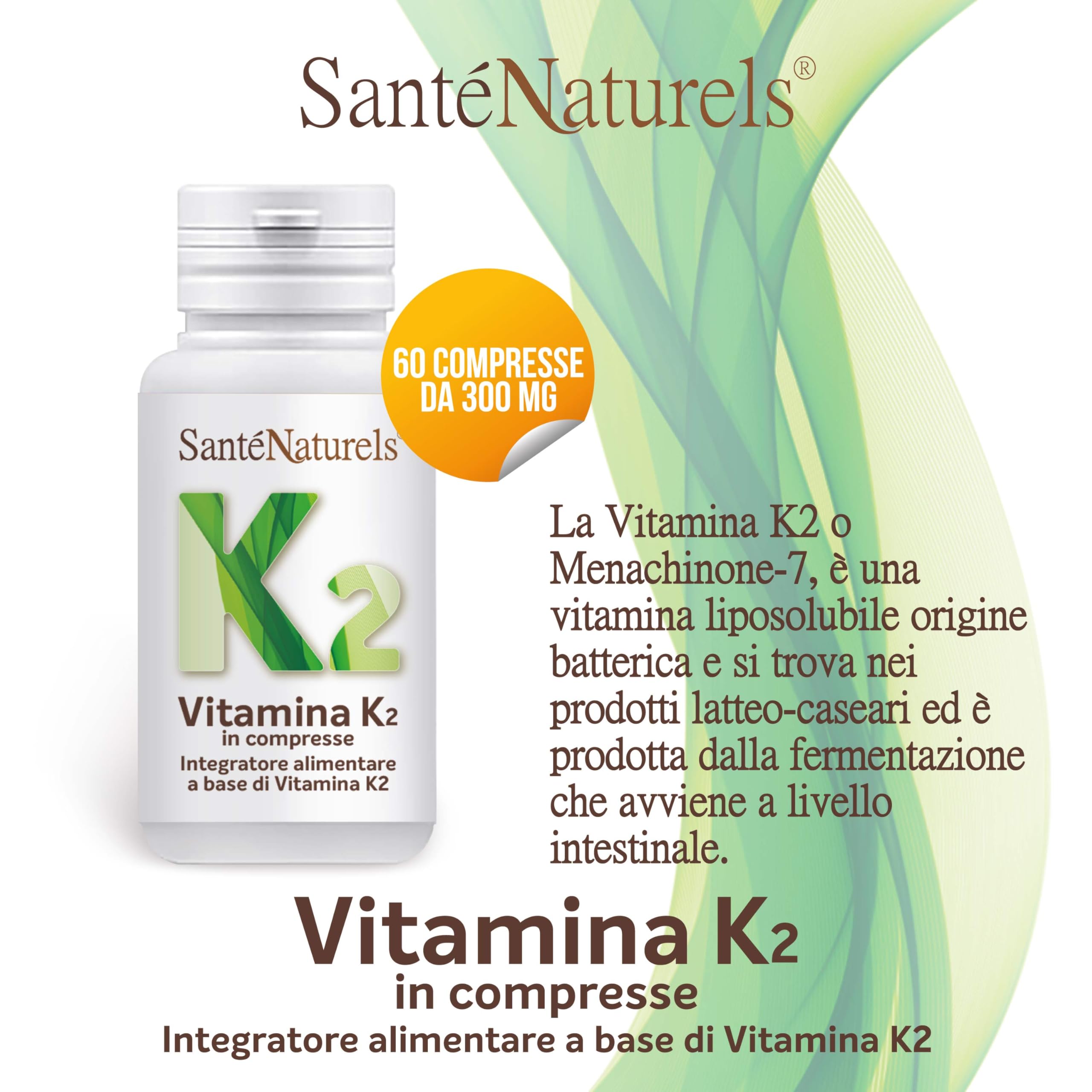 Vitamina K2 ● 60 Compresse ● Supporto per Salute di Ossa e Cuore ● Alto Assorbimento