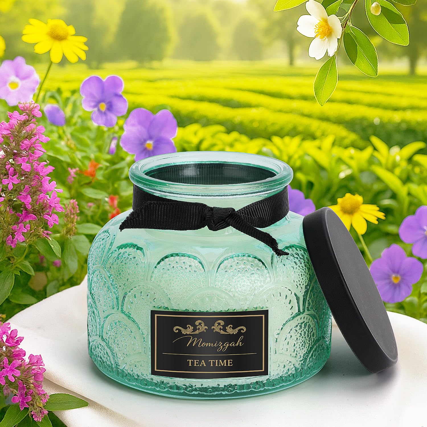 MVMRGGAH Tea Scented Candles, Aromatherapy Candles, Large Glass 17oz Natural Wax with Long Burn Time Jar for Women