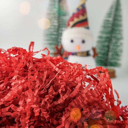 TCAIRG - Relleno de papel triturado de corte arrugado (12 libra) para envolver regalos y relleno de cestas, papel triturado rojo para caja de