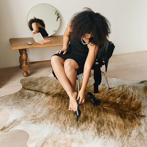 Miniatura 7 de AROGAN Western Decor - Alfombra de piel de vaca de imitación de piel sintética, 3.6 x 2.3 pies alfombra premium de piel de animal piel de vaca,