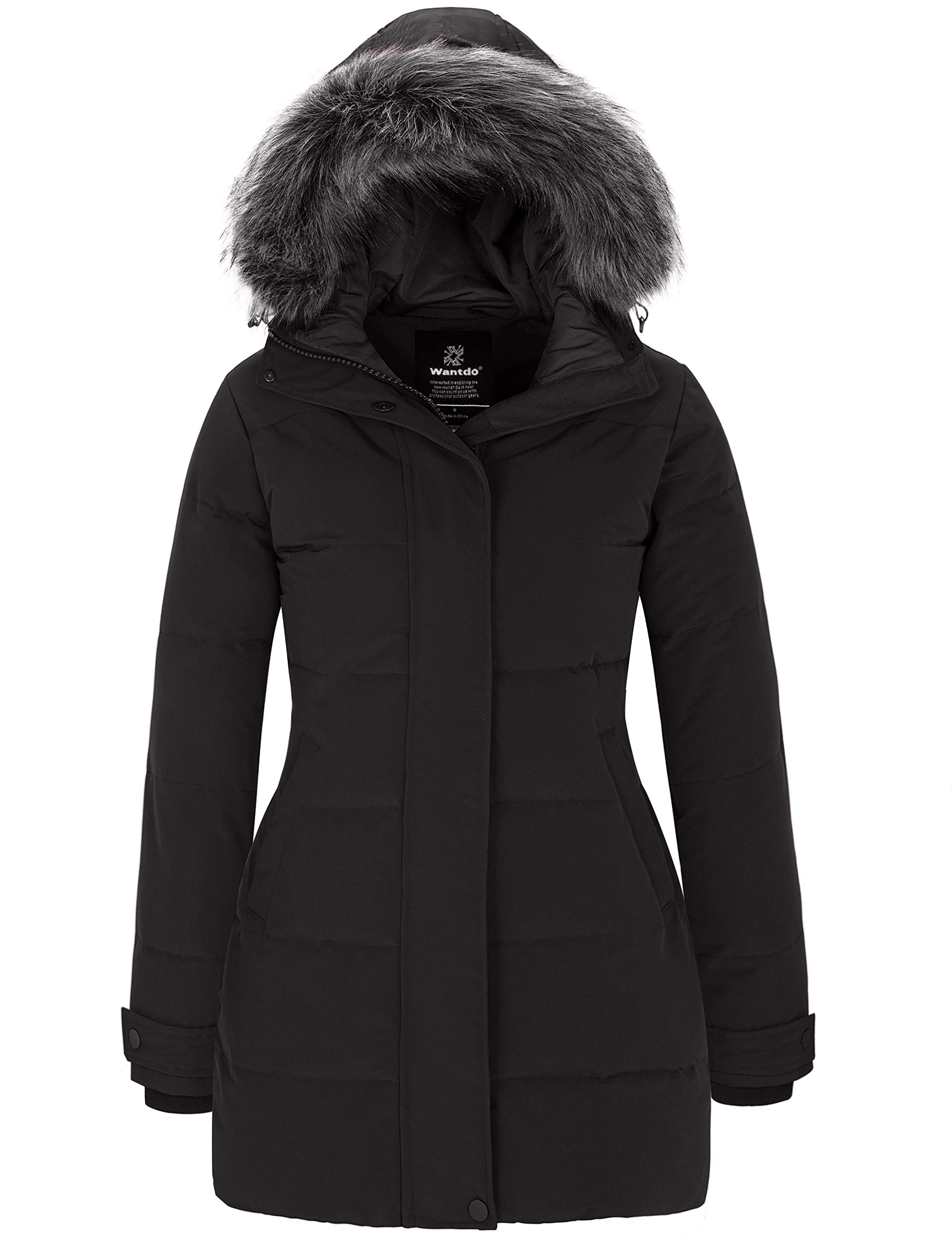 Wantdo Cappotto Donna Invernale Caldo Grande Taglie Giubbotto Imbottito con Cappoccio Impermeabile Antivento Lungo Parka per Esterno