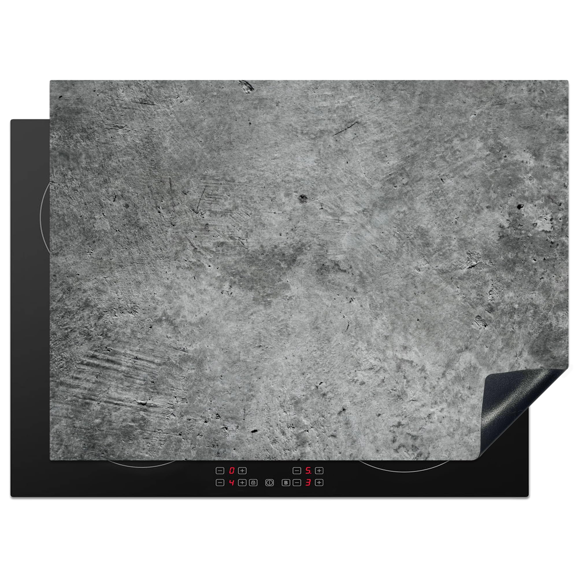 KitchenYeah© Induction Hob Protector Mat 20.5"x28" / 71x52 cm Stove Cap Top Cover Kitchen Cooker Covers for Electric Hobs Vinyl Concrete - Slate - Grey - Concrete Structure