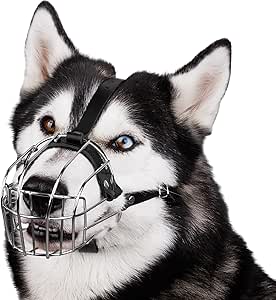 BRONZEDOG Dog Muzzle Wire Basket Metal Mask for Medium Large Dogs (Size 3: Husky &amp; Doberman)