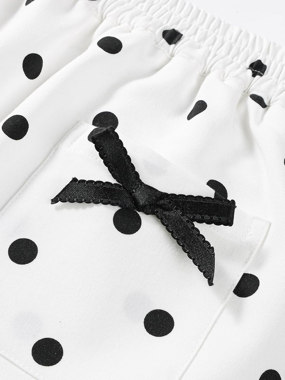 Girls White Polka Dot Skort with Bow Pockets, Cute Retro Skirt Shorts for Teens 5-15Y